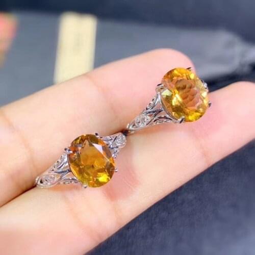 CoLife Jewelry 100% Natural Citrine Silver Ring for Daily Wear 7*9mm VVS Grade Citrine Ring 925 Silver Citrine Jewelry