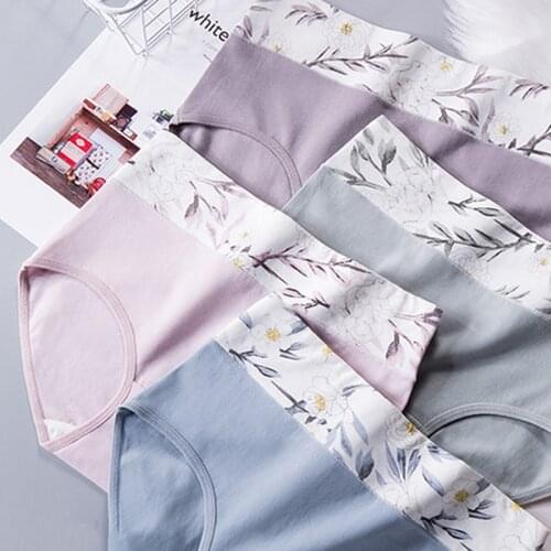 Q Ultra-thin Panties High Waist Underwear Print Womens Briefs Breathable Cotton Lingerie Women Underwear