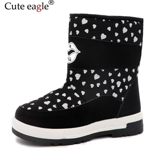 Winter For Girls Mid-calf Bungee Lacing Snow Felt Boots Waterproof Boot Rubber Shoes Fur Lining Student Outdoor Kids Boot 2018