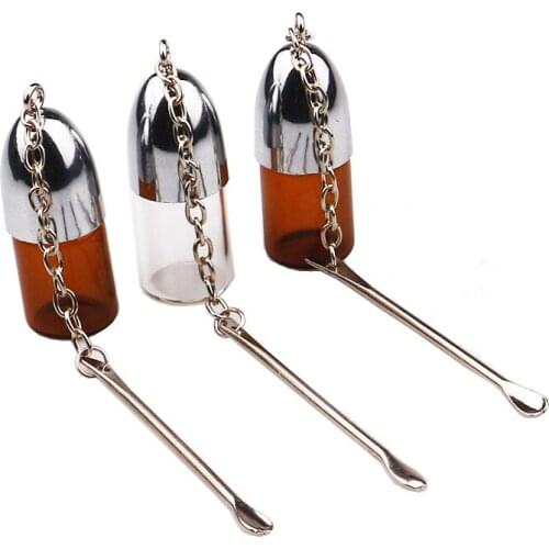 1pc Snuff Dispenser Bullet Rocket Snorter with Metal Spoon Snuff Snorter Container Pill Case