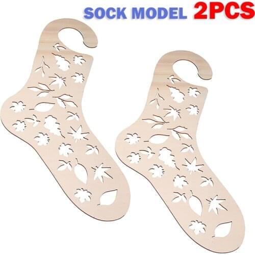 2PCs DIY Wooden Sock Blocker Stretchers Socks Handmade Hand Knitting Tool Wood Sock Moulds Model