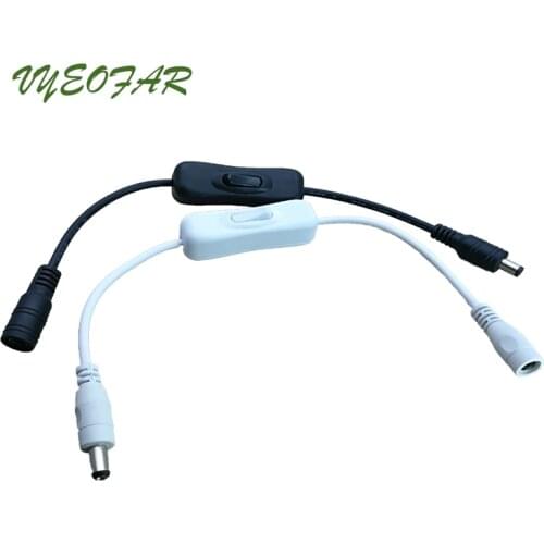 2pcs Led Strip Switch Power cord 2.1x5.5mm Connector Power Cable DC Jack Wire With ON OFF Switch For LED Strip Light 12-24V 2A