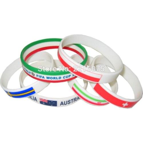 300pcs Flag World Cup Australia Sweden Poland Iran Switzerland wristband silicone bracelets free shipping by DHL express