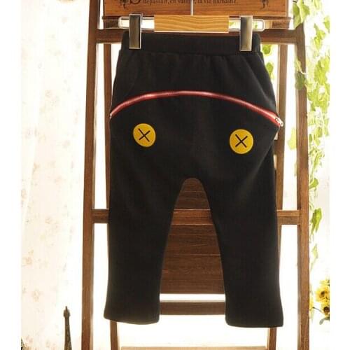 4pcs/lot hot selling boys girls big mouth pocket pants for spring autumn children casual trousers size 100-130 gray black