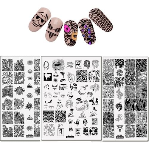 5Pcs Snake Nail Art Stamp Stamping Templates Set Design Sexy Floral Nail Image Stamp Plate Kit Manicure Decoration Accessories