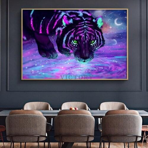5D Diamond Painting Fantasy Animals Tigers Craft Diamond Mosaic Diy Full Round Diamond Embroidery Cross Stitch Home Decor Gift