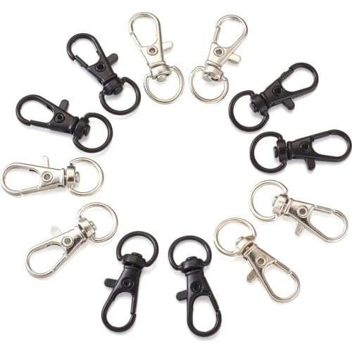 60pcs Swivel Lanyard Snap Hooks 2 Colors Lobster Claw Clasps Trigger Keychain Clips for Key Rings Pendants Jewelry DIY Crafts
