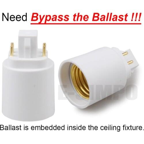 4Pin CFL GX24q to E27 E26 Adapter GX24Q to E26/E27 led Lamp bulb holder base converter, Need Throw Away Ballast