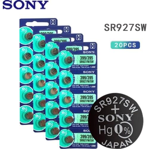 20pcs Sony Silver Oxide Cell Coin Battery 1.55V AG7 LR927 Button Batteries LR57 395 SR927W GR927 399 523G7A For Watch Toys