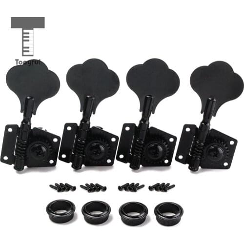 Tooyful Guitar Accessory 4Pcs Right Handed Machine Head Tuners Tuning Pegs Club Button Black Set Christmas Gift for Bass Guitar