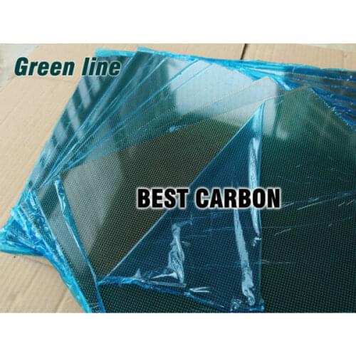 Free shipping 400mm x 500mm Green line glossy Carbon Fiber Plate, cf plate , carbon sheet ,carbon panel