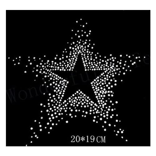Free shipping cool Star Diamante Motif iron on transfer New Design in white