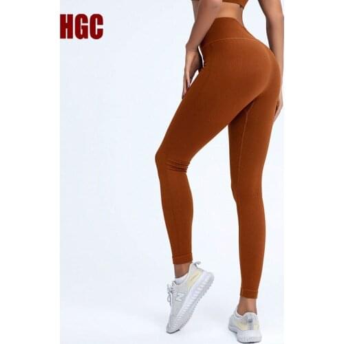 HGC Seamless Leggings High Waist Sport Women Fitness Yoga Pants Elastic Squat Proof Tummy Control Sexy Workout Running GYM Capri