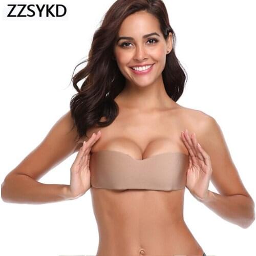 Strapless Bra Invisible Bras Dress Wedding Party Sticky Adhesive Silicone Brassiere Breathable Push Up Seamless Bra Nipple Cover