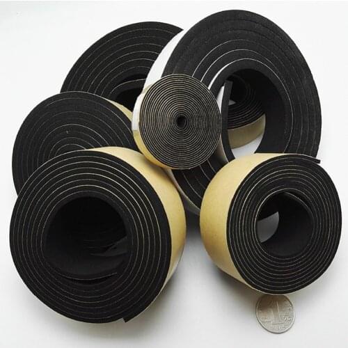 EPDM Neoprene Self-adhesive Tape Insulation Gasket Door Window Seals Cushion 5mm 10mm x 10 15 20 25mm 30mm 40mm 50mm 2m Black