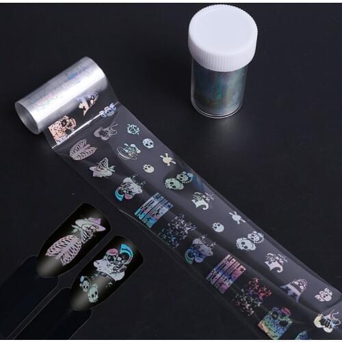 1 pcs 4*100cm Halloween DIYHolographic Starry Sky Nail Foils Manicure Laser Nail Art Transfer Sticker Nail Decorations