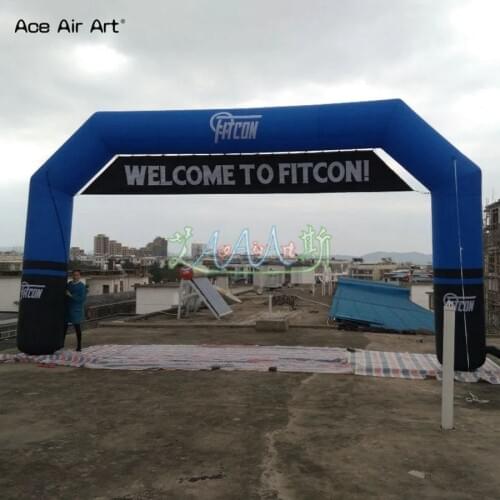 Customized blue and black inflatable sport arch,start finish line for racing with remove banner for USA