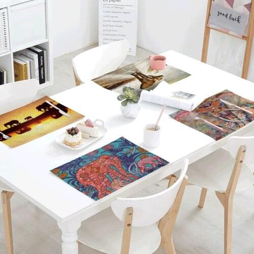 Indian Religion Retro Linens Table Napkins Elephant God Tea Placemat Sun Servilletas Para Bodas Big Animal Party Decorative Mats