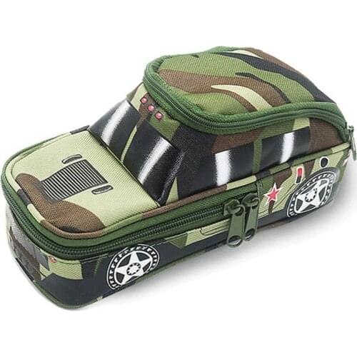Camouflage Off-road Vehicle Pencil Case Pouch Bag Password Lock for Boys Children Double Zipper School Pencil Box Stationery