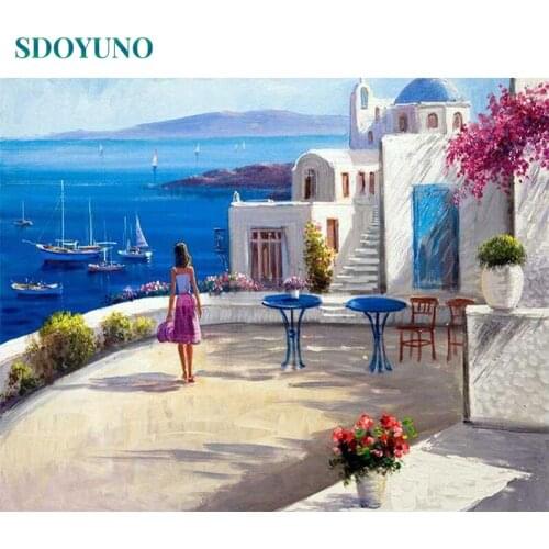 SDOYUNO Painting By Numbers Kits Seascape DIY 60x75cm Oil Paint By Numbers On Canvas Scenery Frameless Handpaint Home Decor
