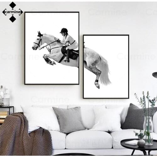 Canvas Painting Nordic Knight Wall Decor Black and White Modern On Frame Picture Riding Horse Poster and Print Decoration Home