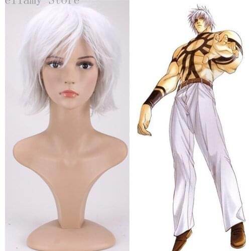 GameThe king of fighters'97 Orochi Cosplay hairwear short white wig+wig Cap