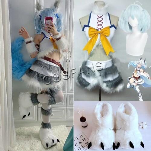 Anime Redo of Healer Kaifuku Jutsushi no Yarinaoshi Setsuna Cosplay Costume Setsuna Tail Shoes Ears Women Halloween Full set wig