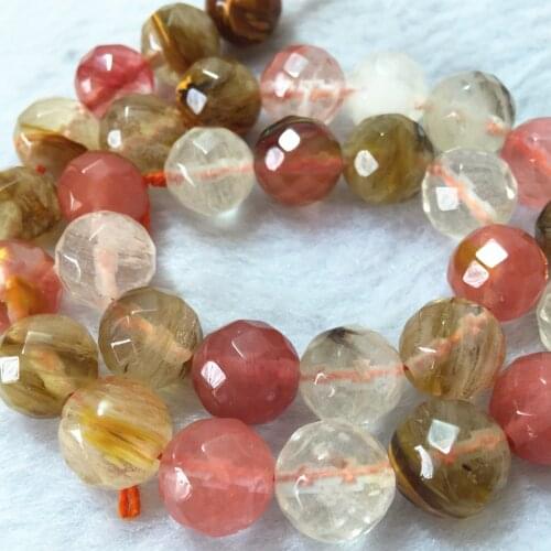Romantic Tourmaline stone multicolor Watermelon jades crystal Faceted Round 4mm 6mm 8mm 10mm 12mm Loose Bead 15'' MY5365