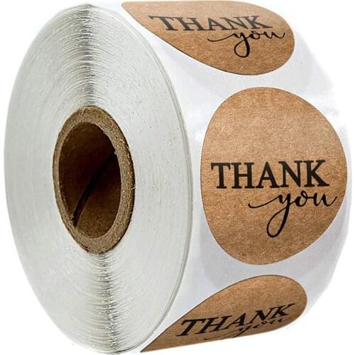 500PCS 1Inch Round Kraft Paper Thank You Stickers Seal Labels for Your Business Sticker Scrapbooking Stickers Stationery Sticker