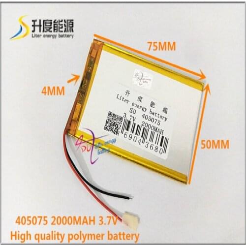 Liter energy battery 3.7V 2000mAH 405075 polymer lithium ion / Li-ion battery for POWER BANK GPS e-book speaker cell phone