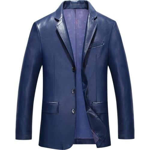 Male Leather Suits for Men Sheepskin Jacket Brand Genuine Leather Jacket Men Slim Fit New Style Luxury Lapel Collar