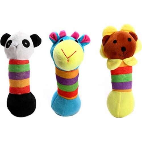 Soft Plush Colorful Giraffe Lion Panda Shape Dog Puppy Pet Squeaky Bite Toy