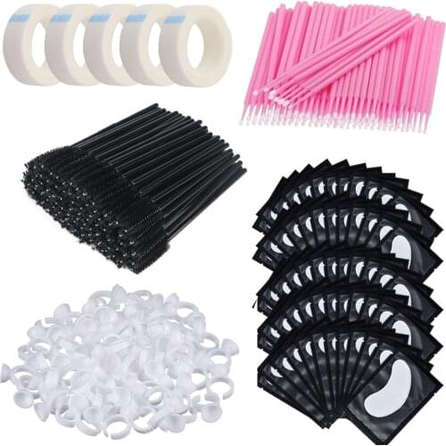 Eyelash Extension Kit Eye Pad Paper Patches Mascara Wands Makeup Brush Cotton Swabs Tape Washing Bottle Lash Extension Supplies