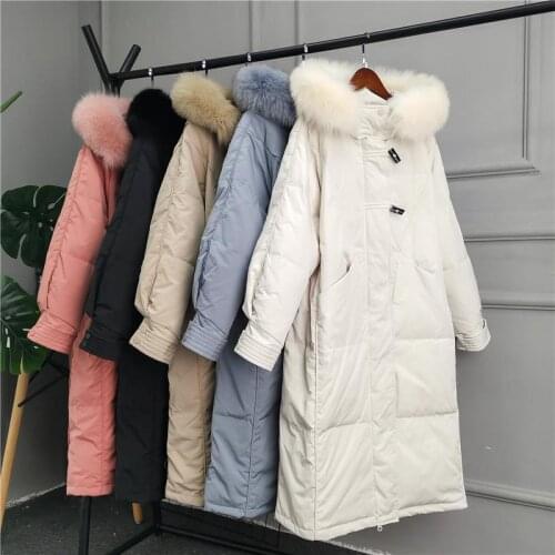 2020 New Womens 90％Winter Down Jacket Woman Long Korean Hooded Parkas Coat thicken warm Women Real fox Fur Collar Down Jackets