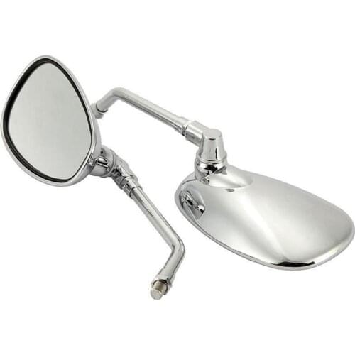 1 Pair Motorcycle Oval Rear View Mirrors Street Bike Side Mirror 360 Degree Swivel 10mm Universal