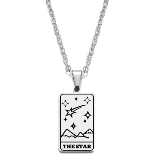 Stainless Steel Tarot Cards Pendant Necklace The Star Tarot Divination Necklace Jewelry LGS1839