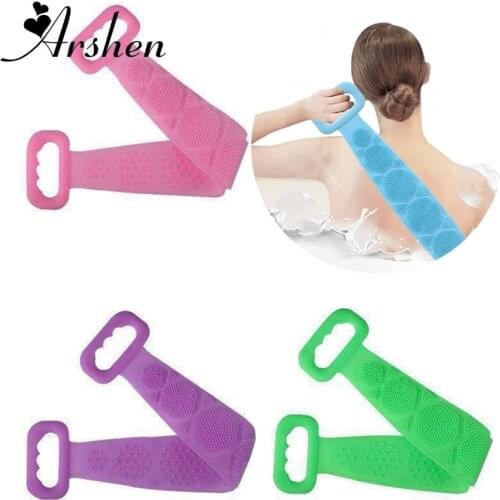 Arshen Food Grade Silicone Soft Exfoliating Bath Shower Unisex Massage Spa Scrubber Sponge Back Strap Body Skin Health Cleaning