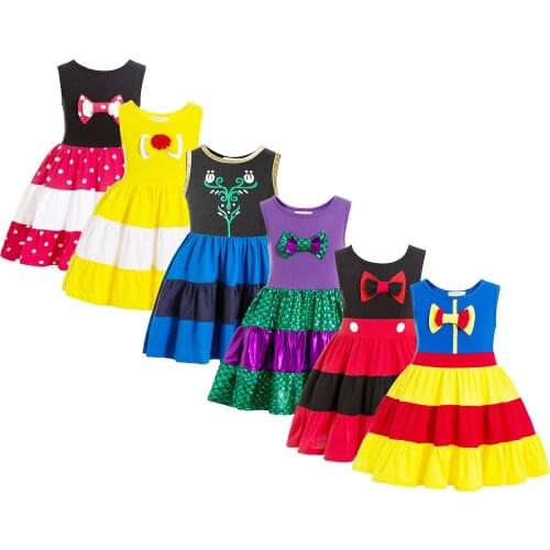 Princess dress girl princess costume carnival costume Minnie mickey Anna Elsa 2 Mermaid snow white girls clothes kids dress
