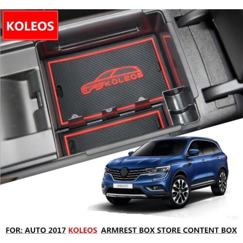 1Pcs Armrest Box Store KOLEOS Black Plastic Car Interior Content Box Interlayer Decoration For 2017 Year Car KOLEOS Armrest Box