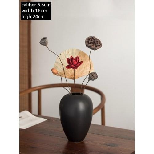 Retro black vase Jingdezhen Ceramics Desktop Ornaments Flower Vases Home bedside living room Dried flower decoration