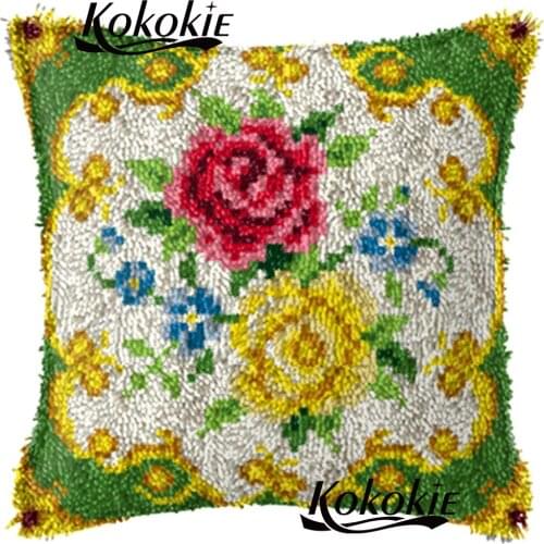 Handmade cross-stitch latch hook rug canvas cushion embroidery needlework sets modern colorful carpet Crocheting Rug Kits Yarn