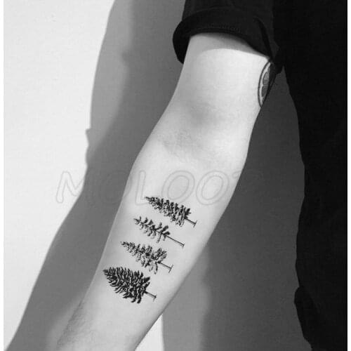 Tattoo Sticker pine tree Christmas plant black hand body art Water Transfer Temporary Fake tatto flash tatoo for kid girl men