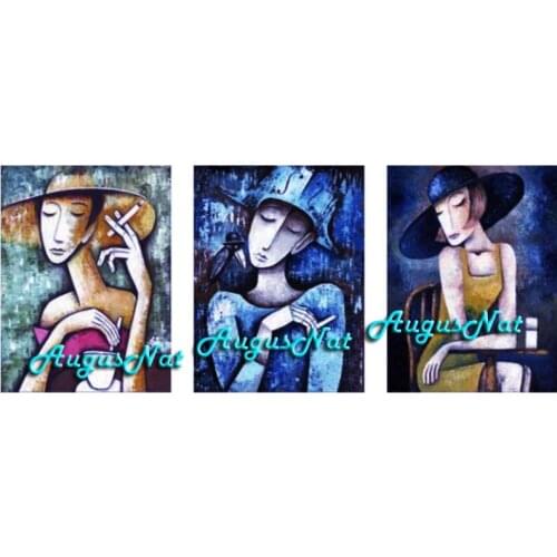 Three pictures combination diamond painting full square smoke women wall art abstract diamond dotz diamont sticker mosaic craft