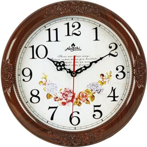 14 Inch European Wall Clock Vintage Living Room Silent Creative Round Digital Wall Clock Bedroom Reloj De Pared Home Decor DG50W