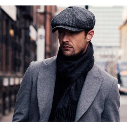YENİ SEZON ÜRÜN MODERN ERKEK İNGİLİZ KASKET KAŞMİR MODEL Erkek Thomas Shelby Gri Kaşe Kasket