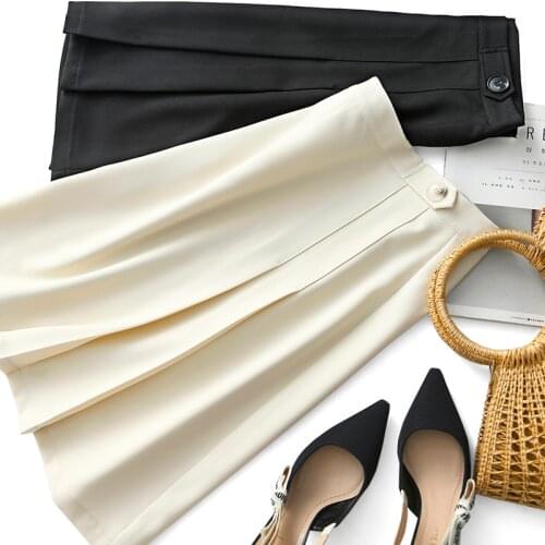 OL skirt! Slim fit, long legs high-end atmosphere, black white, A-line pleated skirt, female summer woman skirts