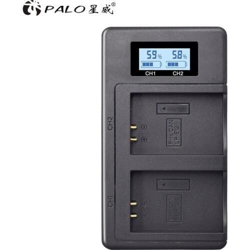 PALO LCD Dual USB Battery Charger for Canon LP-E12 LP E12 LPE12 Battery Canon EOS 100D Kiss X7 Rebel SL1 EOS M10 DSLR Cameras