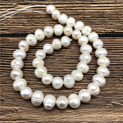 1 Strand High Luster Big Hole 9.5MM Potato Pearl Beads Real Natural Pearls Freshwater Pearls Necklace for Jewelry Making Diy