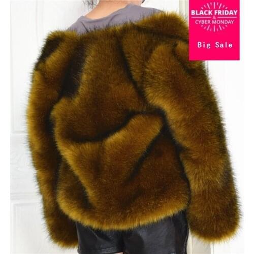 S-3XL plus size Winter New fashion brand Fake fox fur jacket female warm good quality warm thicker Faux fur coat wj1634 dropship