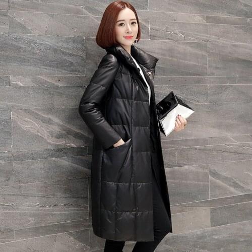 Winter Sheepskin Coat Long Down Coats Genuine Leather Jacket Women Warm Doudoune Femme Hiver KJ1512